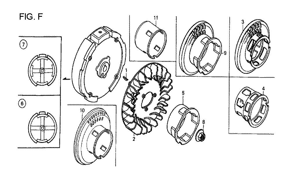 Fig-6 Diagram and Parts List for GX120T1 Type QDBR Honda Engine