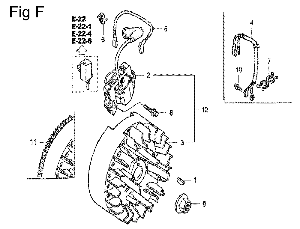 Fig-6 Diagram and Parts List for GC190A Type QHU Honda Engine