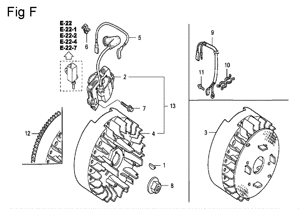 Fig-6 Diagram and Parts List for GC135 Type QHE2 Honda Engine