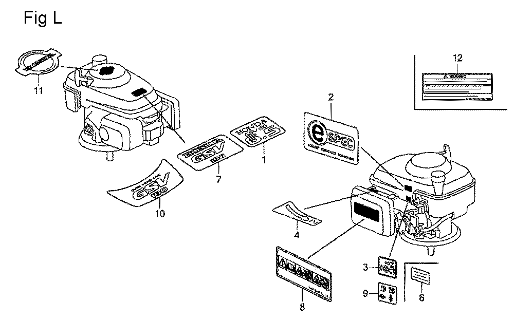 Fig-12 Diagram and Parts List for GSV190A Type N1AF Honda Engine