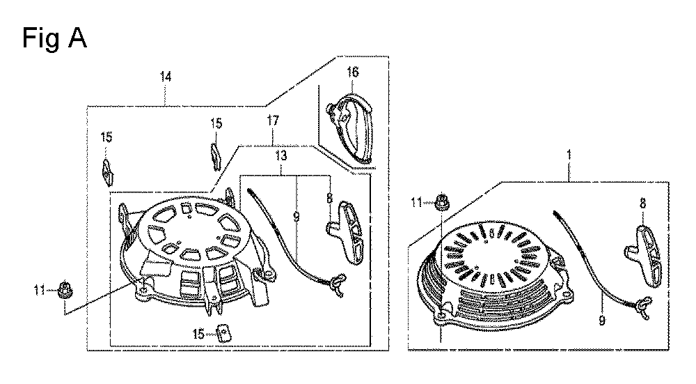 Fig-1 Diagram and Parts List for GCV160A Type N7A1 Honda Engine
