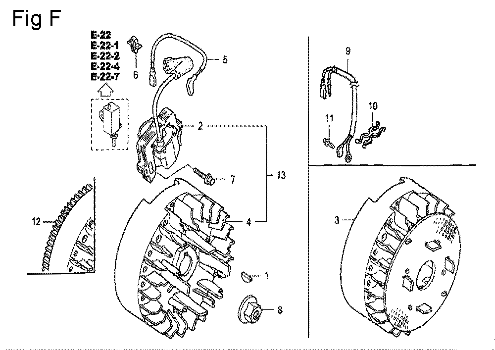 Fig-6 Diagram and Parts List for GC160 Type QHP7 Honda Engine