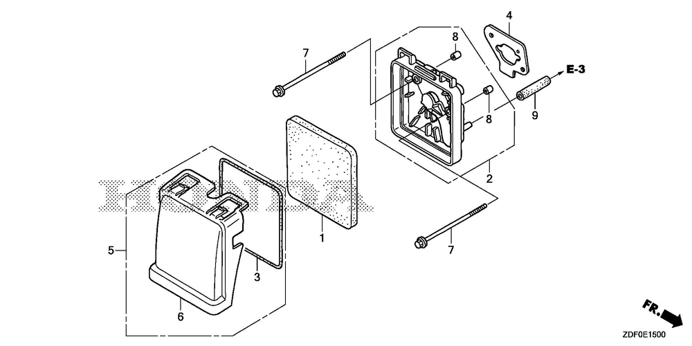 Air Cleaner Diagram and Parts List for GXH50UTX (Type QXB4)(GCBYT-2000001-9999999) Honda Engine