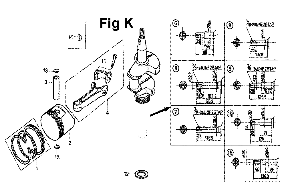 Fig-7 Diagram and Parts List for GXV160K1 Type N1E2 Honda Engine
