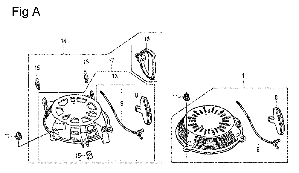 Fig-1 Diagram and Parts List for GCV160A Type E1A4 Honda Engine