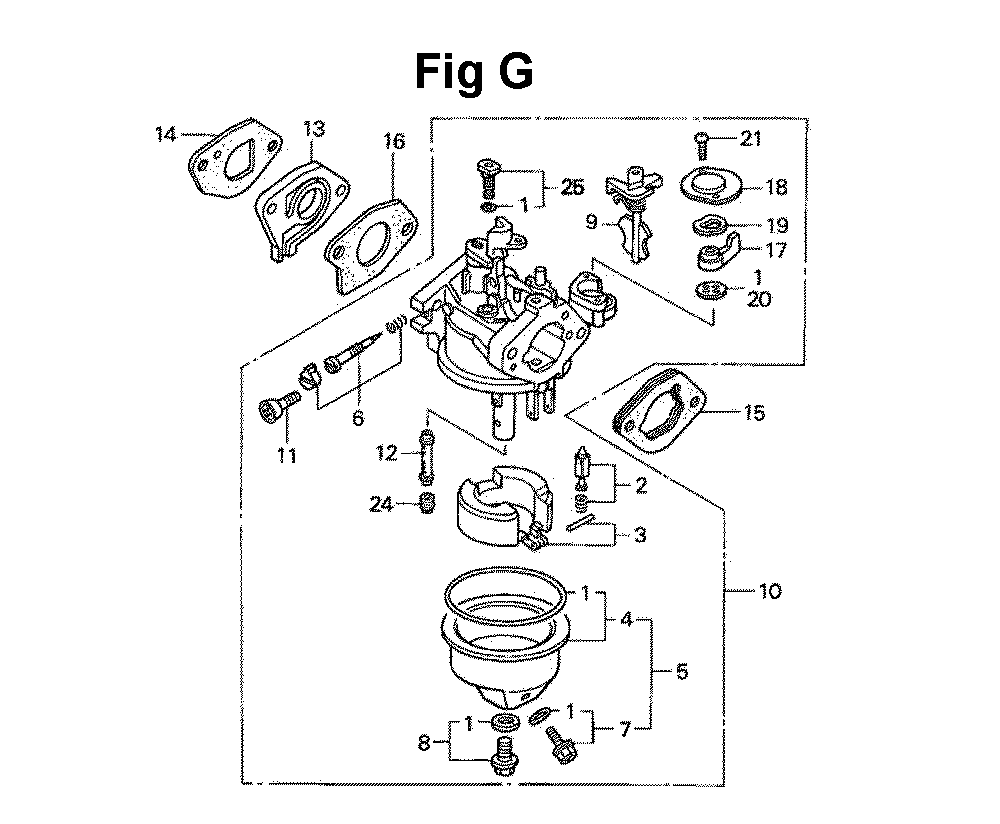 Fig-7 Diagram and Parts List for GXV140 Type A1B Honda Engine