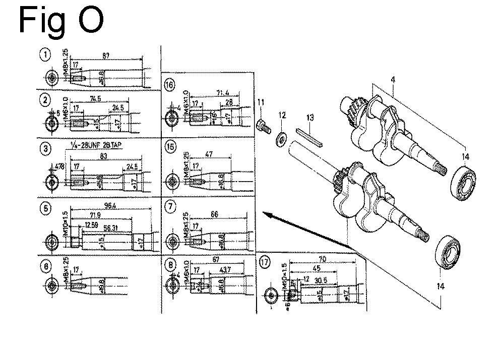 Fig-15 Diagram and Parts List for G100 Type MR Honda Engine