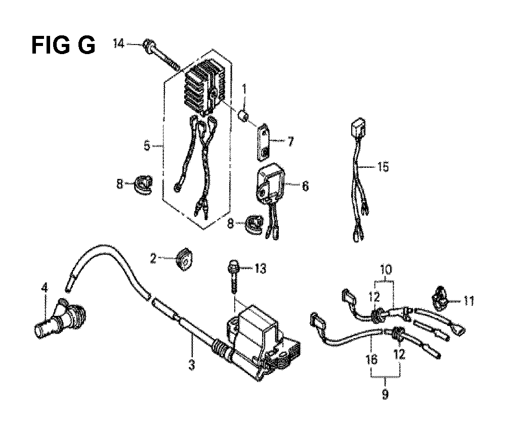 Fig-3 Diagram and Parts List for GXV340K2 Type DCA1 Honda Engine