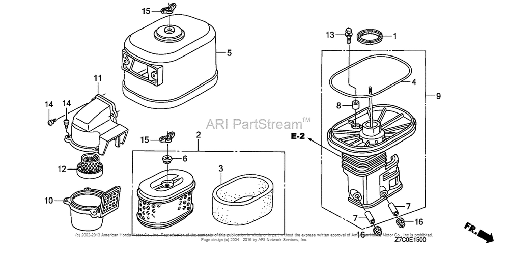 Air Cleaner Diagram and Parts List for GX270UH (typeQXC9)(GCAGH-0000001) Honda Engine