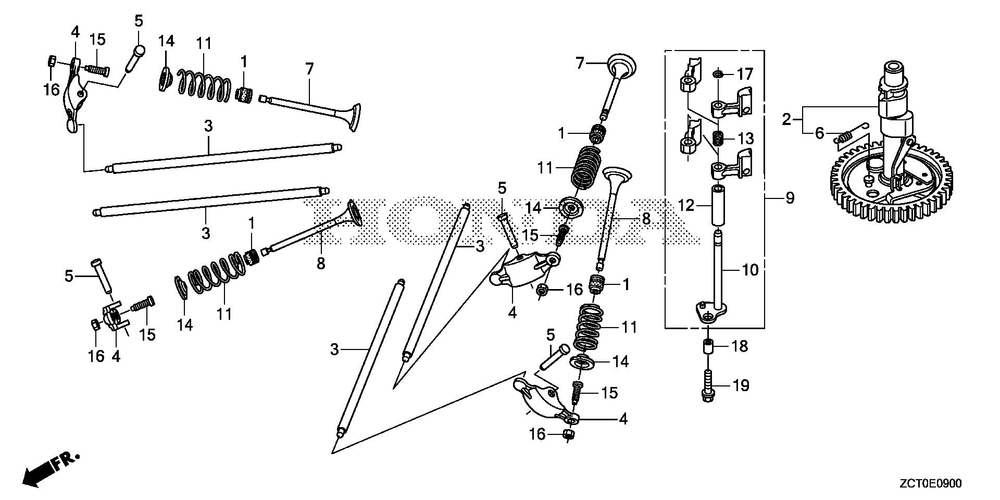 Camshaft Diagram and Parts List for GXV690RHX (Type TAF3)(GJAEH-2000001-9999999) Honda Engine
