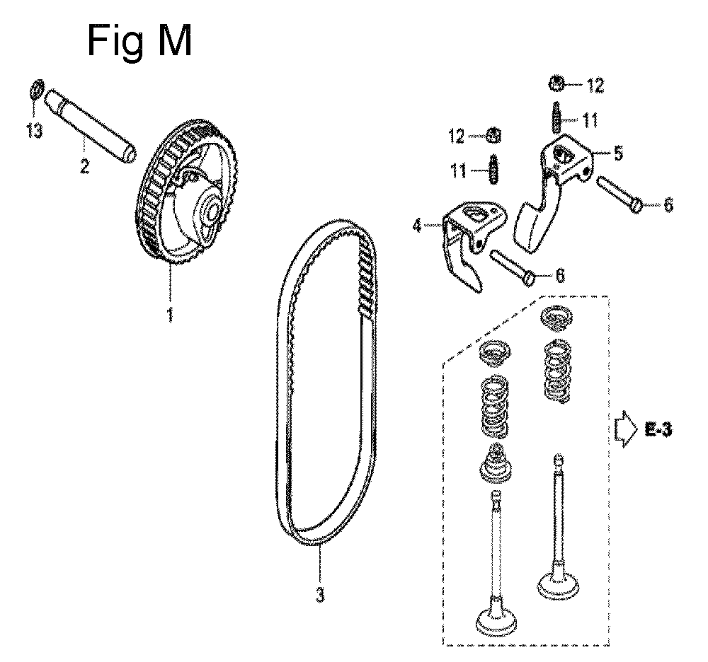 Fig-13 Diagram and Parts List for GC160 Type QHE5 Honda Engine