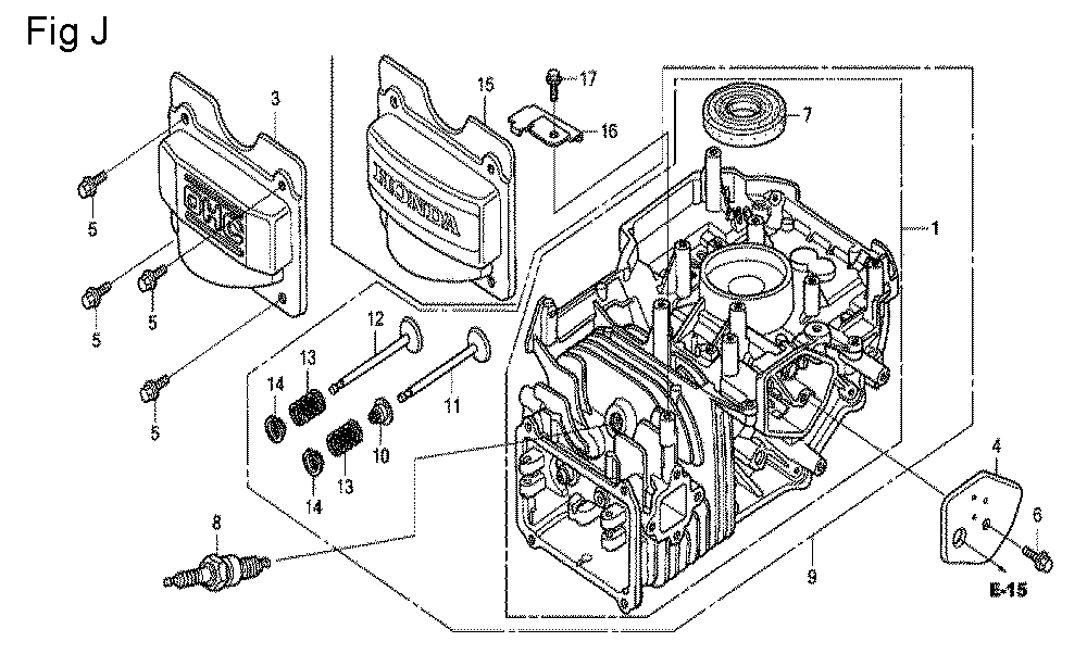 Fig-10 Diagram and Parts List for GCV160A Type A1AE Honda Engine