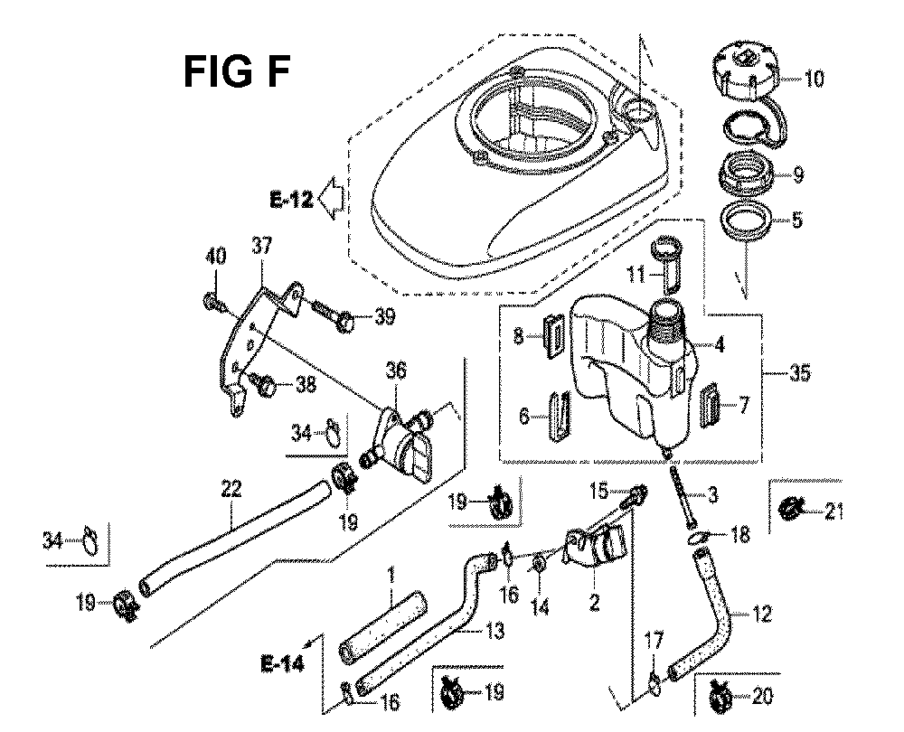 Fig-6 Diagram and Parts List for GCV190LA Type N5BR Honda Engine