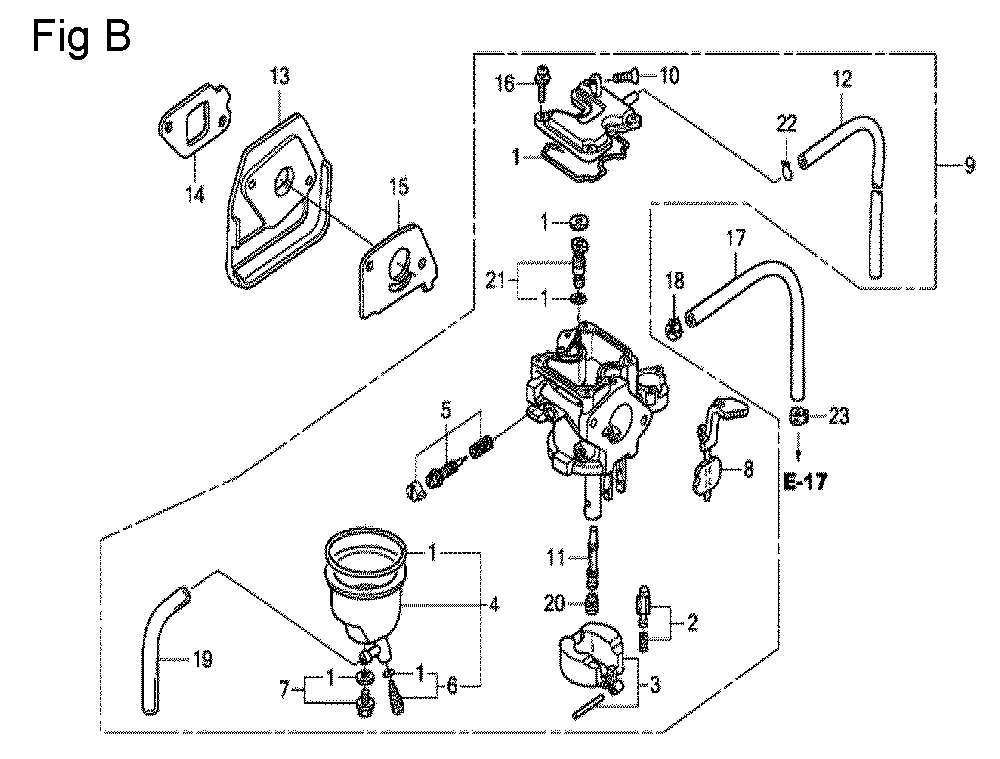 Fig-2 Diagram and Parts List for GX100U Type KRBD Honda Engine