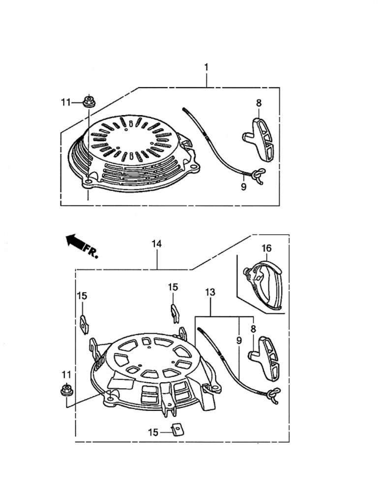 Recoil Starter Diagram and Parts List for GCV160-LAOS3B  Honda Engine