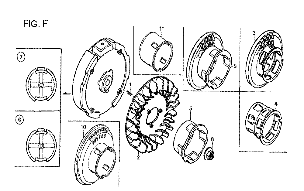 Fig-6 Diagram and Parts List for GX120T1 Type SD16 Honda Engine
