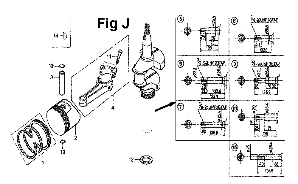 Fig-6 Diagram and Parts List for GXV160K1 Type N42 Honda Engine