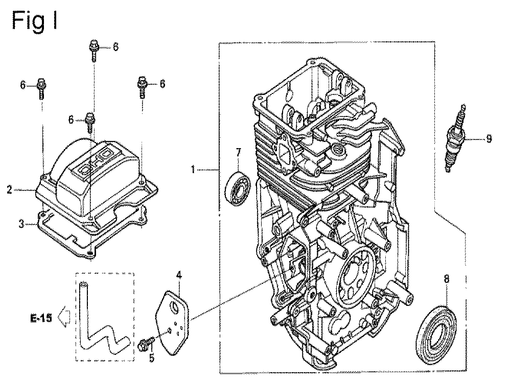 Fig-9 Diagram and Parts List for GS190A Type QBE5 Honda Engine