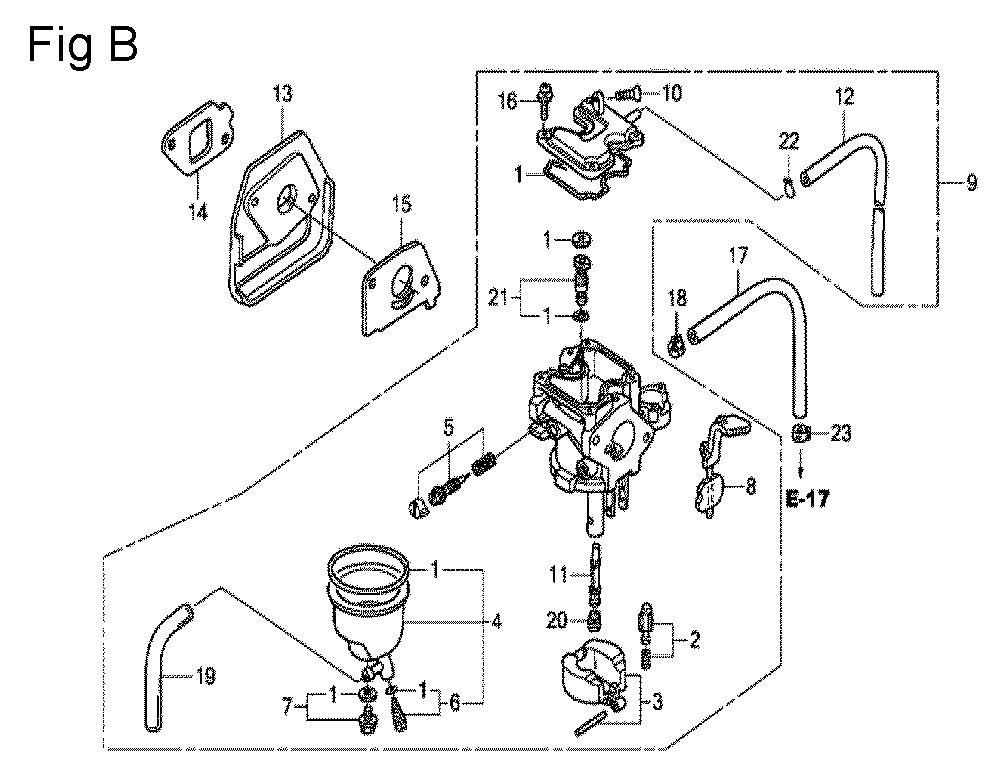 Fig-2 Diagram and Parts List for GX100U Type KRW2 Honda Engine