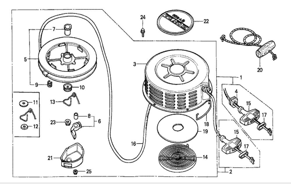 Fig-0 Diagram and Parts List for GV400K1 Type AD Honda Engine