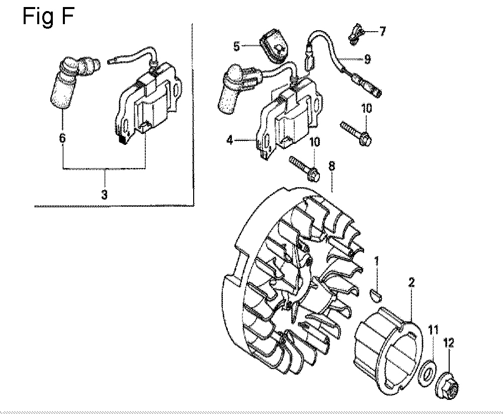 Fig-6 Diagram and Parts List for GX100U Type KRBD Honda Engine