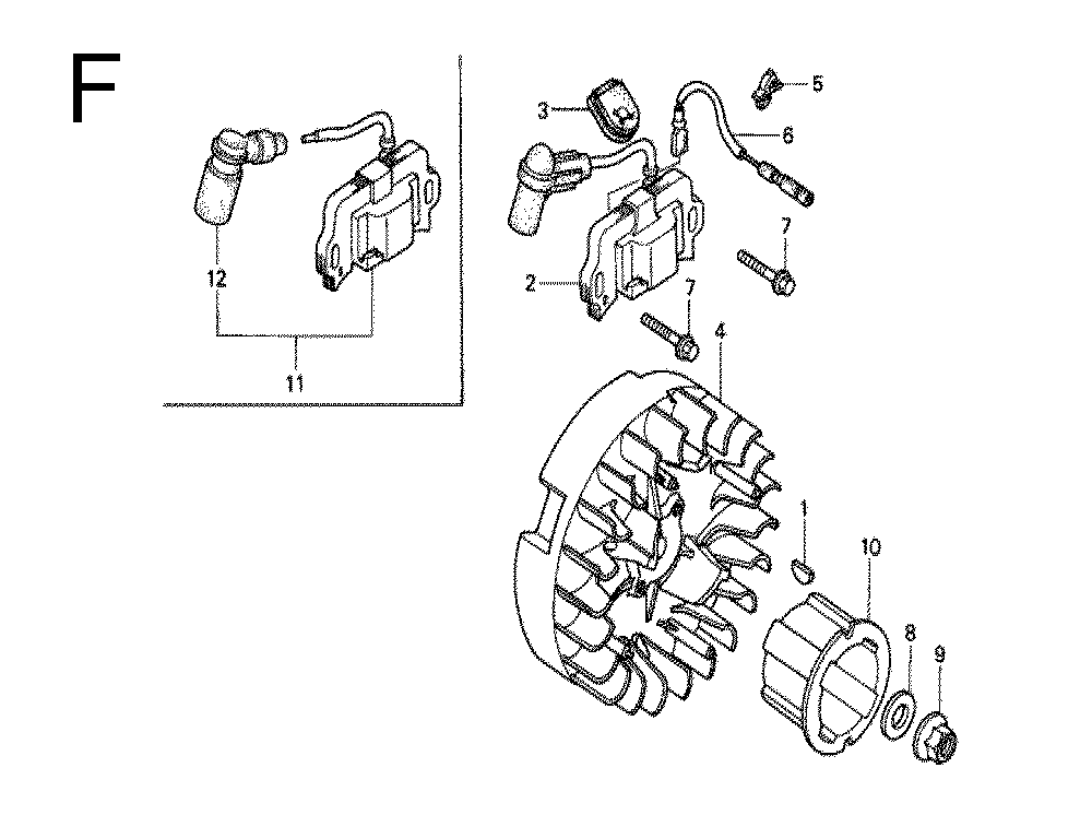 Fig-6 Diagram and Parts List for GX100 Type VA2 Honda Engine