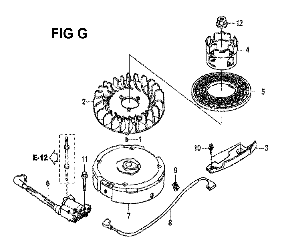 Fig-7 Diagram and Parts List for GCV190LA Type G5B Honda Engine