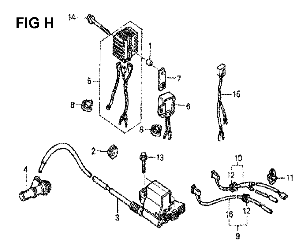 Fig-2 Diagram and Parts List for GXV340K2 Type DA Honda Engine