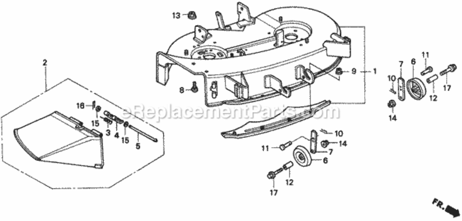 Cutter Housing Diagram and Parts List for CD2038M Type SAVIN# RZCW-6000001 Honda Lawn Tractor Accessories