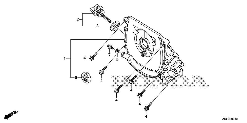 Oil Case Diagram and Parts List for GXH50UTX (Type QXB4)(GCBYT-2000001-9999999) Honda Engine