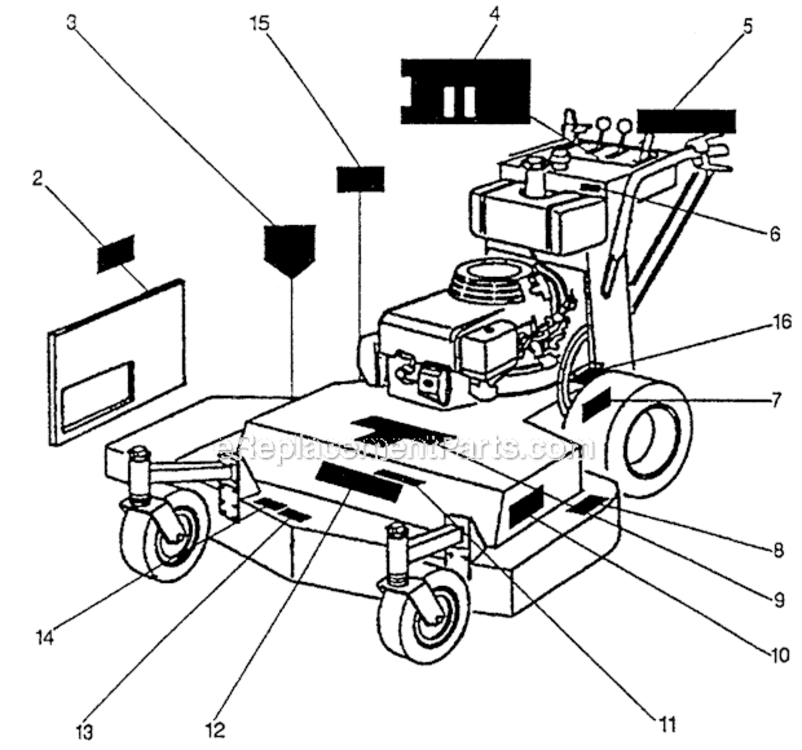 Decals Diagram and Parts List for CD7048 Type CCD1VIN# CCD1-1000001 Honda Lawn Mower