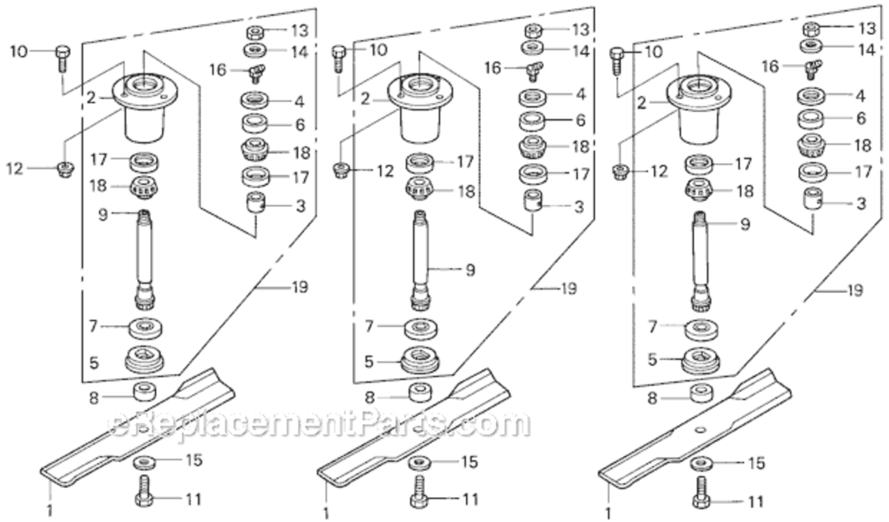 Rotary Blade Diagram and Parts List for CD7136 Type AVIN# RZDZ-3000001 Honda Lawn Mower