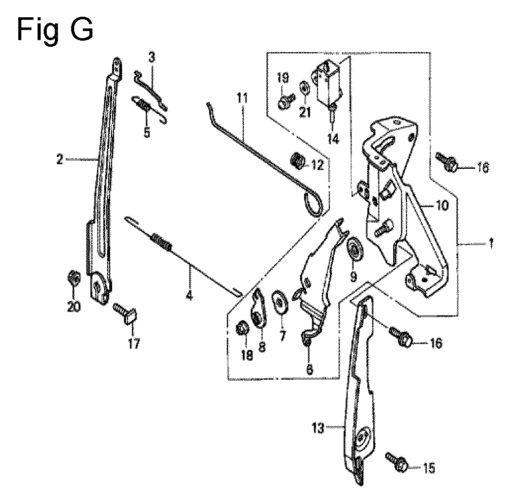 Fig-7 Diagram and Parts List for GC135 Type WHJ Honda Engine