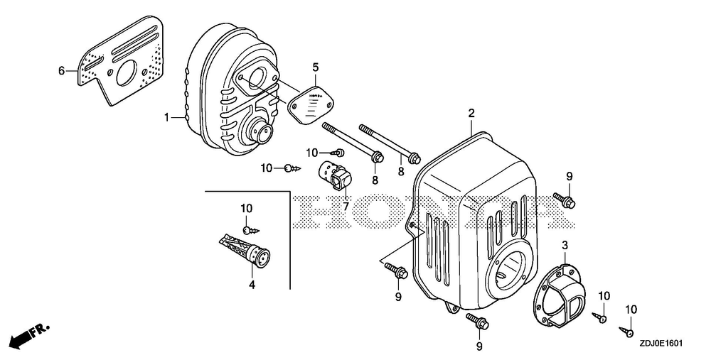 Muffler (2) Diagram and Parts List for GXR120UT (Type QXBR)(GCCDT-2000001-9999999) Honda Engine