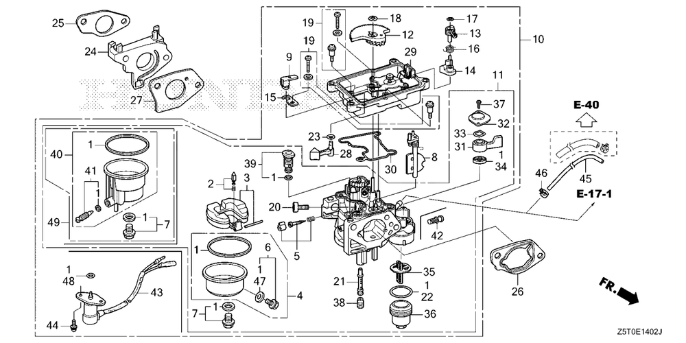 Carburetor (3) Diagram and Parts List for GX390UT2 (Type  QZD/A)(GCBCT-3000001 - 3485996) Honda Engine