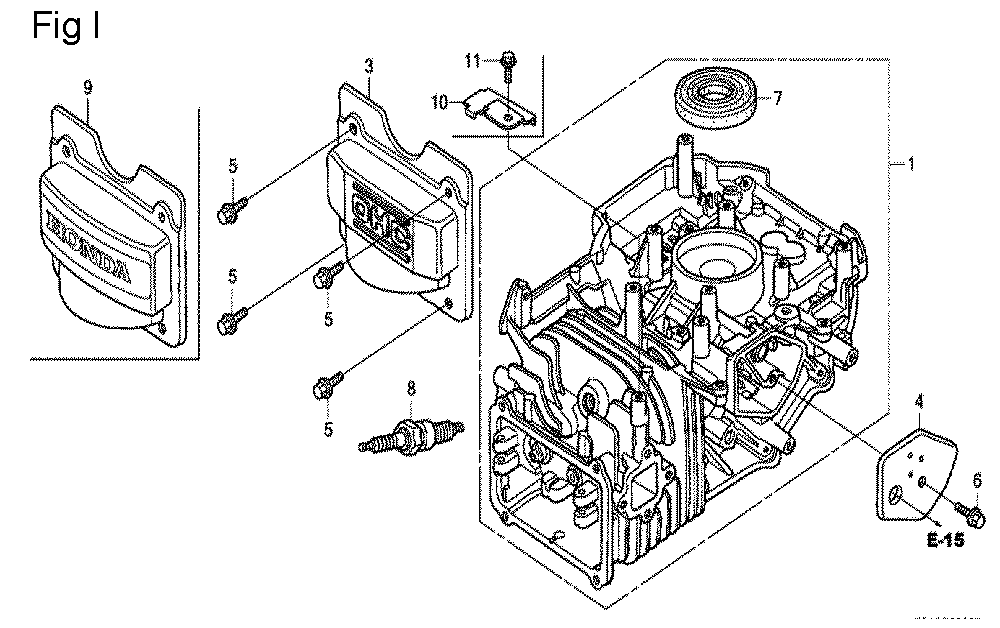 Fig-9 Diagram and Parts List for GCV190A Type A1AF Honda Engine