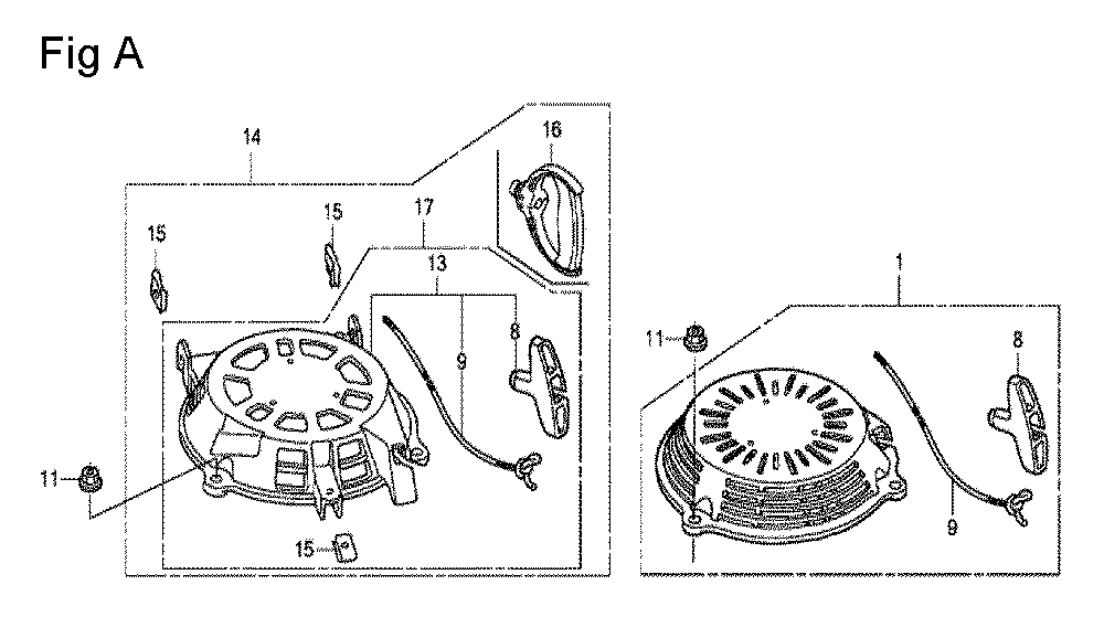 Fig-1 Diagram and Parts List for GCV160A Type NBL1 Honda Engine