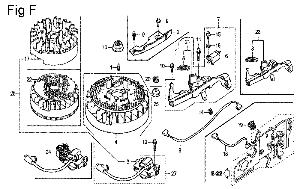 Fig-6 Diagram and Parts List for GCV160 Type N7A1 Honda Engine