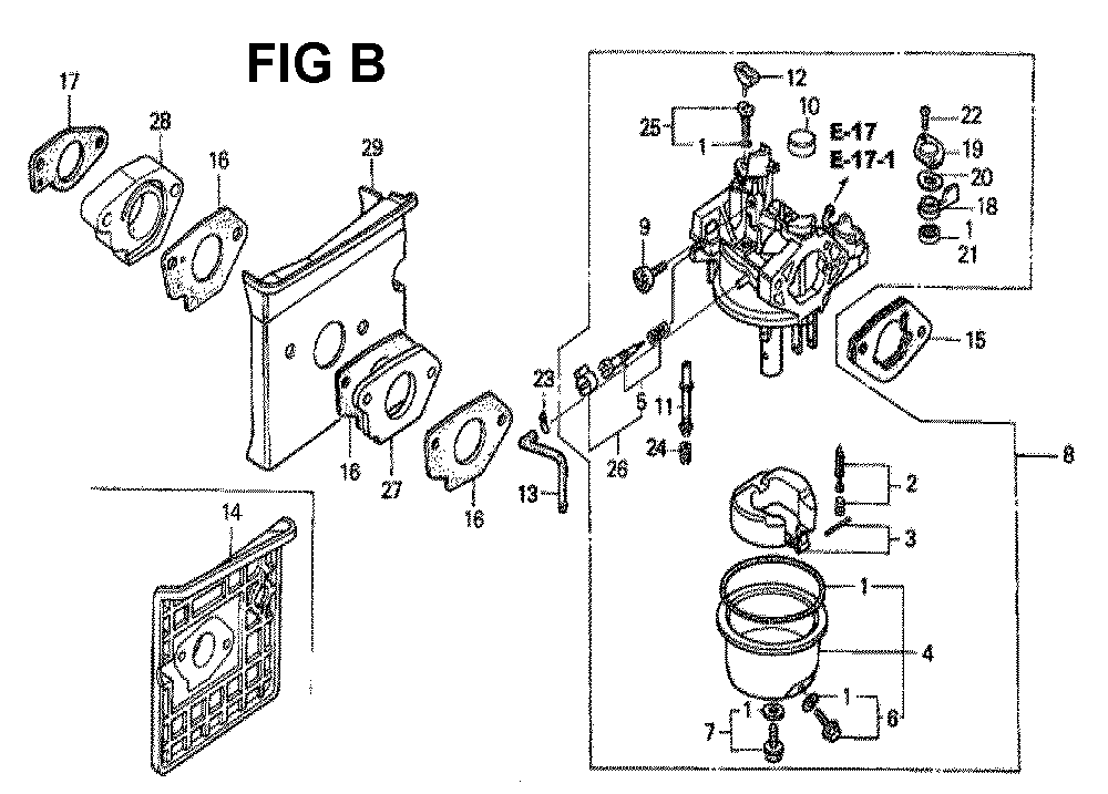 Fig-9 Diagram and Parts List for GXV340K2 Type DN Honda Engine