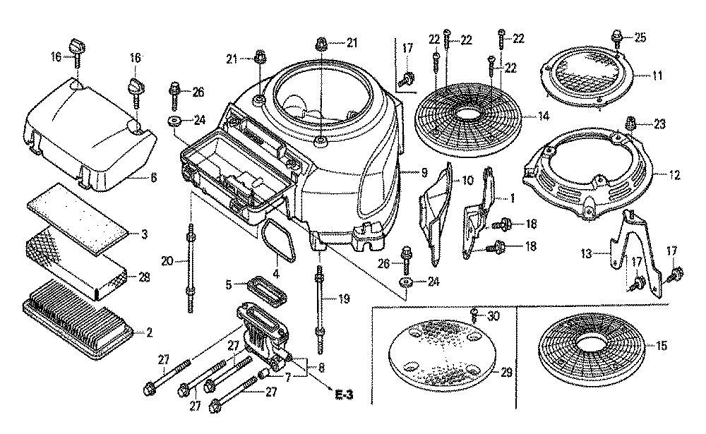 Fig-0 Diagram and Parts List for GXV530 Type SXE3 Honda Engine