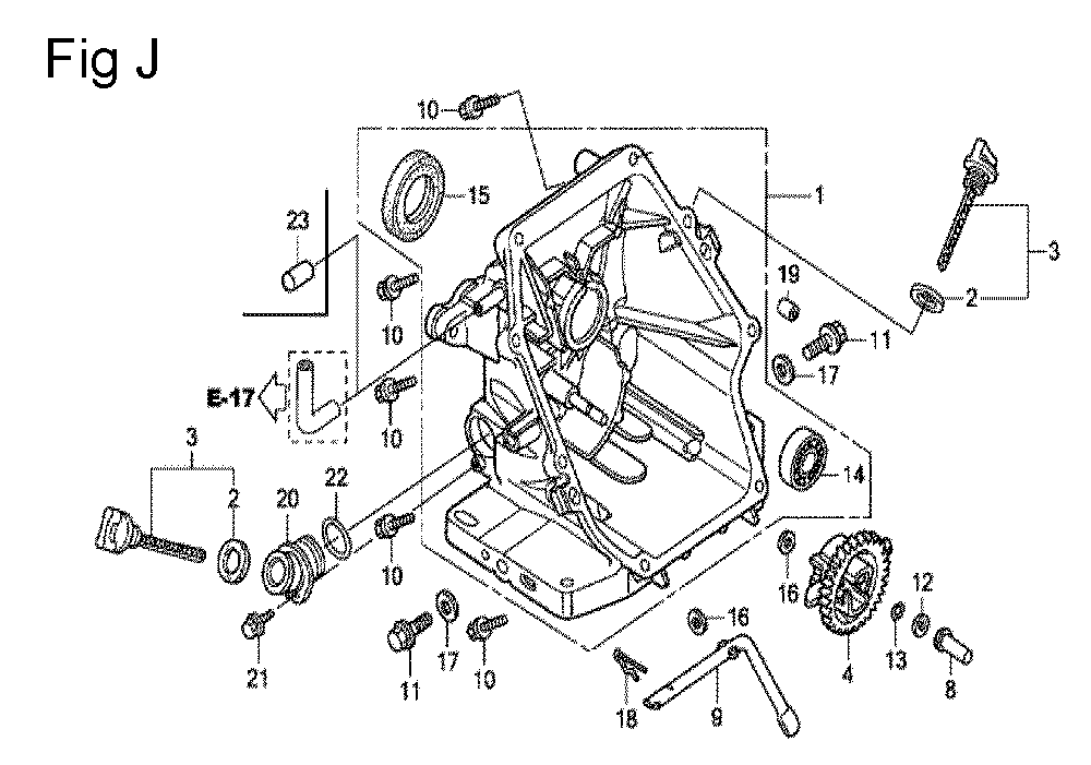 Fig-10 Diagram and Parts List for GC135 Type QHE3 Honda Engine