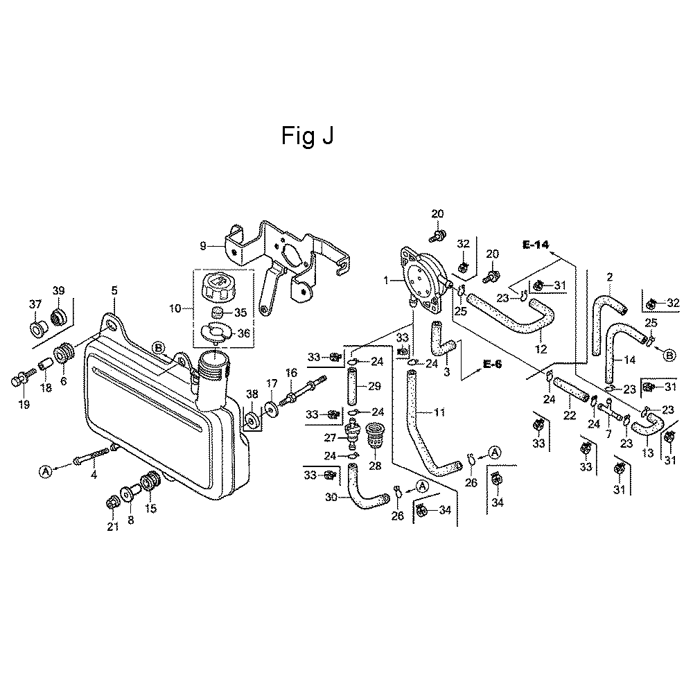 Fig-10 Diagram and Parts List for GC135 Type QHA1 Honda Engine