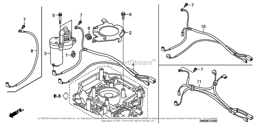 Starter Motor Diagram and Parts List for GCV160LA0 (typeR3L)(GJARA-1000001) Honda Engine