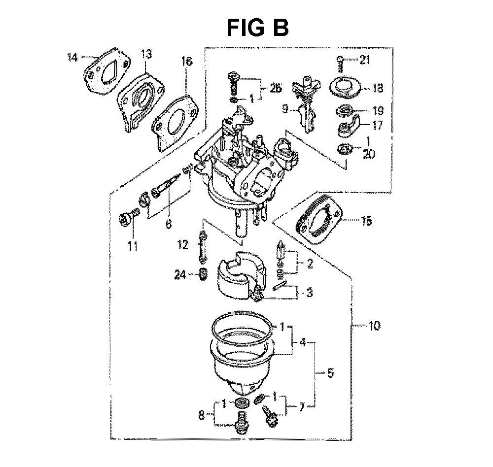 Fig-5 Diagram and Parts List for GXV140 Type A1K6 Honda Engine