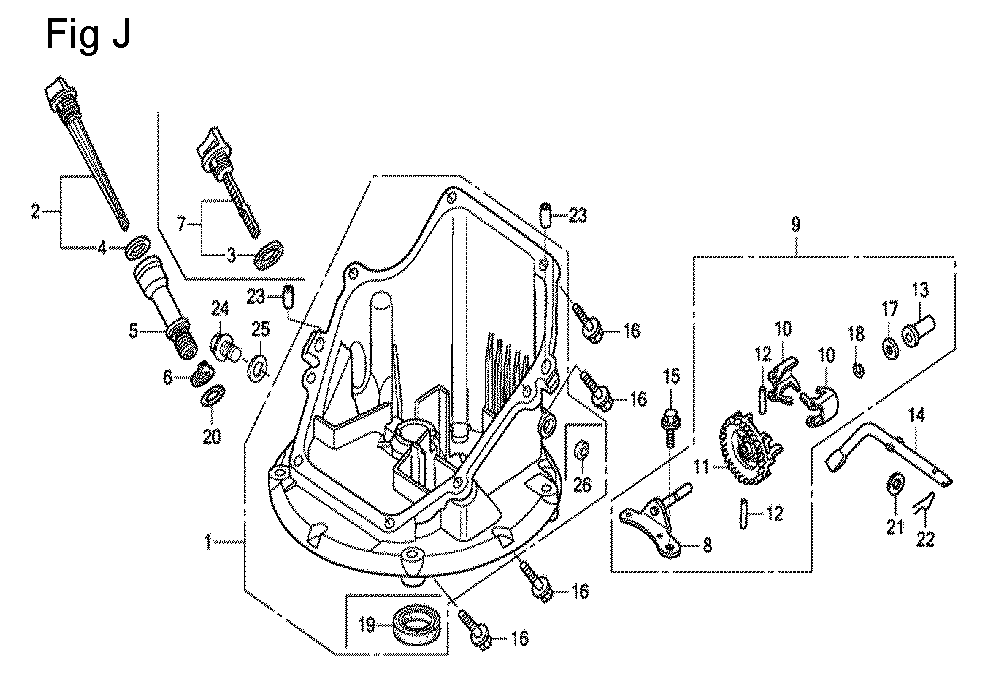 Fig-10 Diagram and Parts List for GCV160 Type A2R Honda Engine
