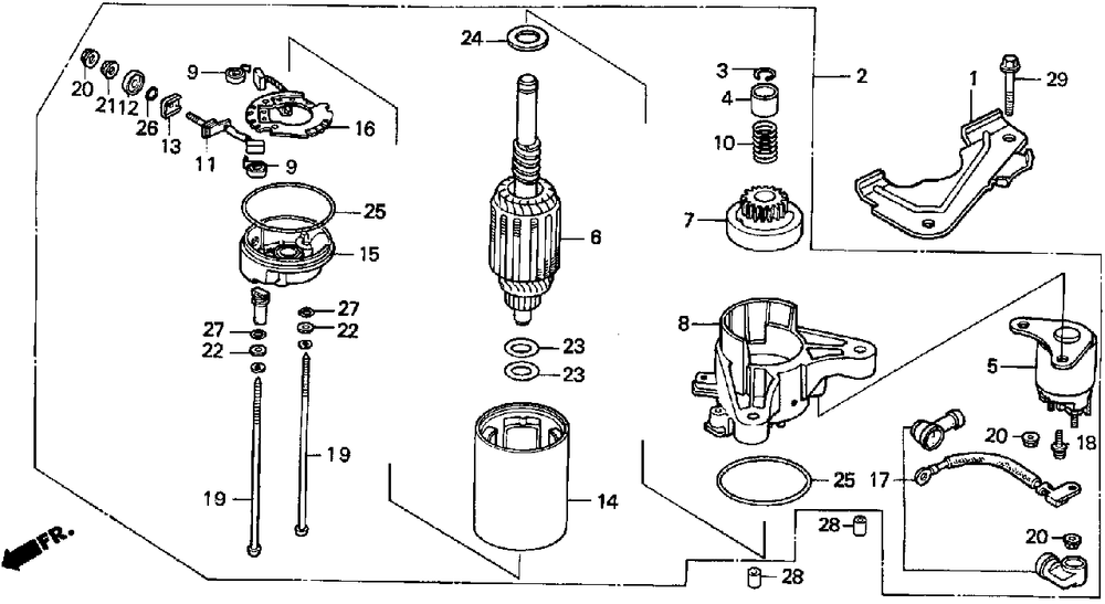 Starter Motor Diagram and Parts List for H3011 (Type  SA)(MZAJ-5000001 - 6000000) Honda Lawn Mower