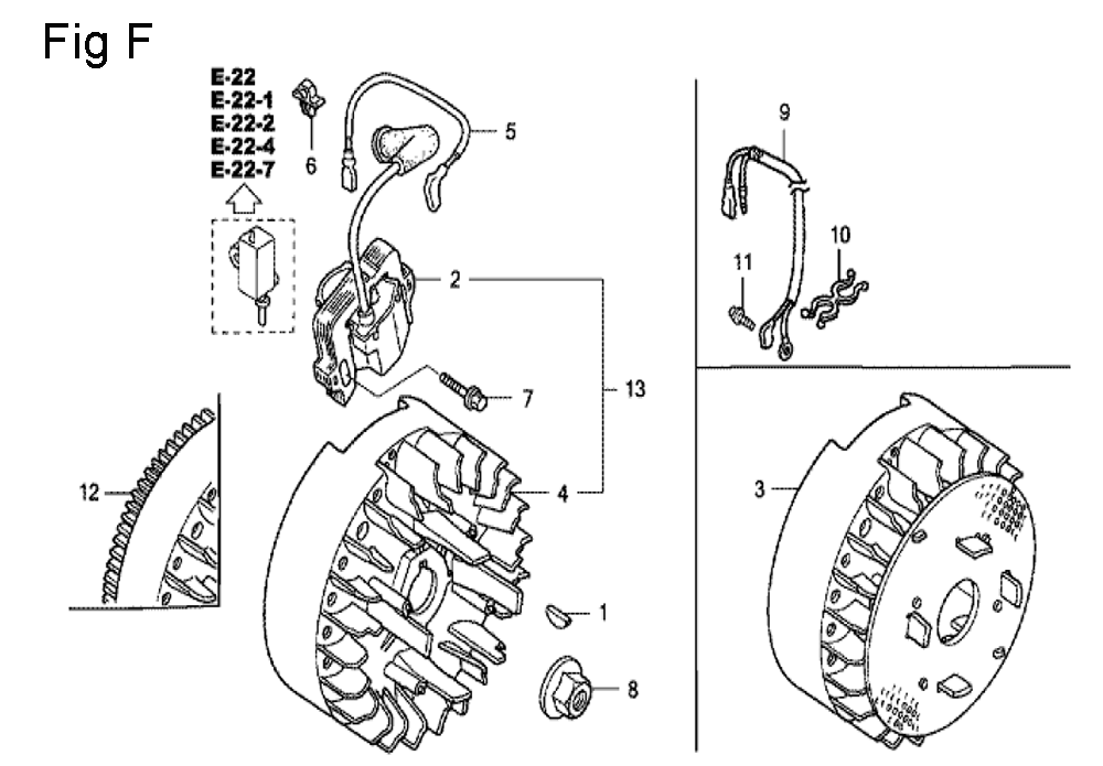 Fig-6 Diagram and Parts List for GC160A Type SHE Honda Engine