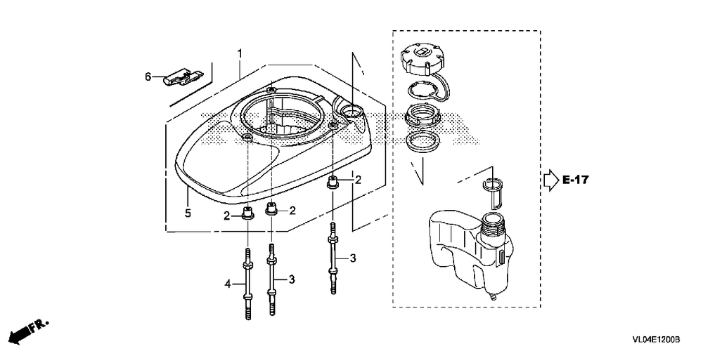 Fan Cover Diagram and Parts List for HRR216K10 (Type  VLAA)(MZCG-1140001 - 1660000) Honda Lawn Mower