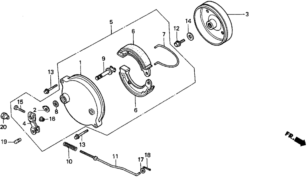 Brake Diagram and Parts List for H3011 (Type  SA)(MZAJ-5000001 - 6000000) Honda Lawn Mower