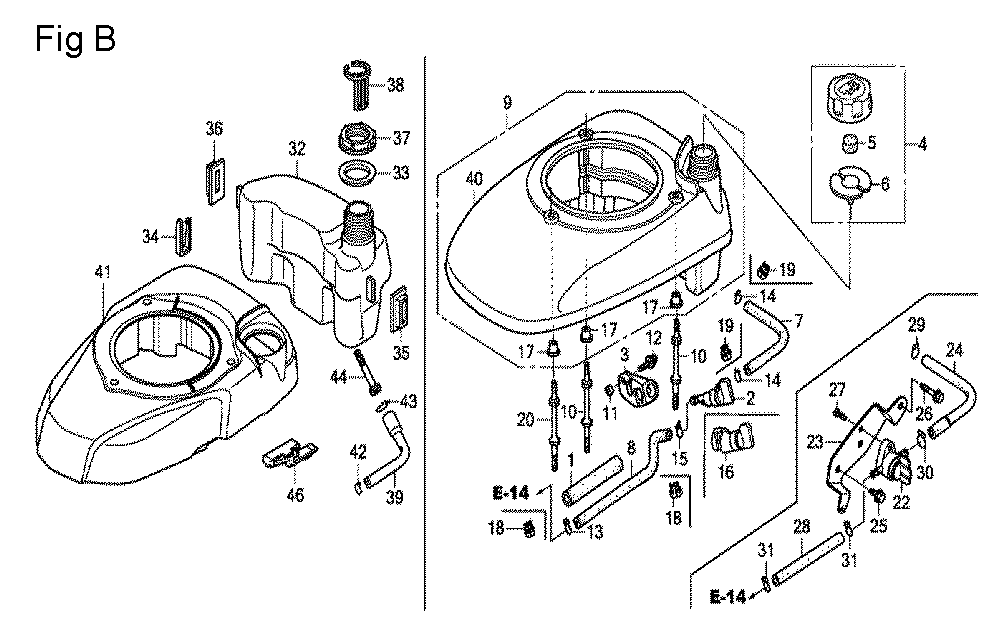 Fig-2 Diagram and Parts List for GCV190A Type S1A Honda Engine